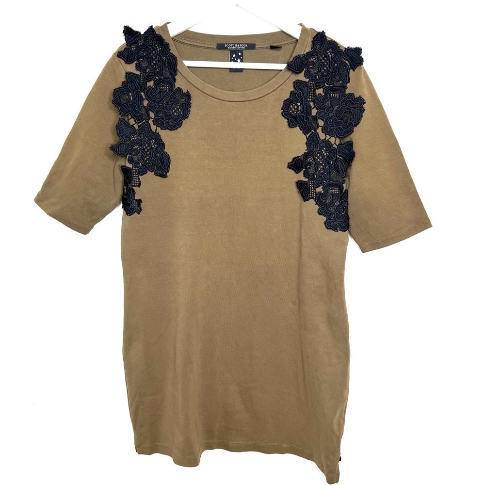 Scotch & Soda Olive Green Black Lace Dress Size M